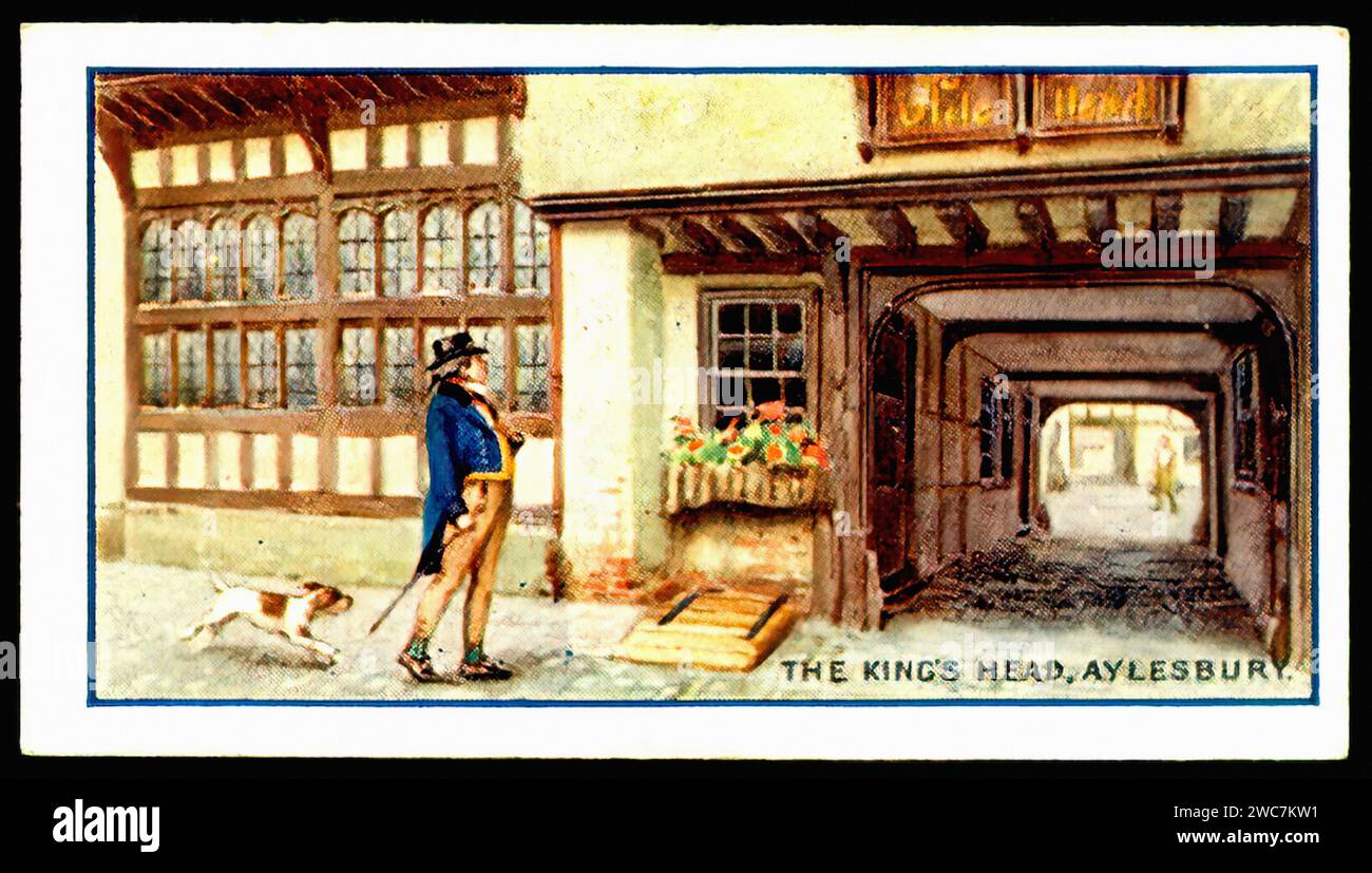 The King's Head, Aylesbury - Vintage Cigarette Card Illustration Stock Photo
