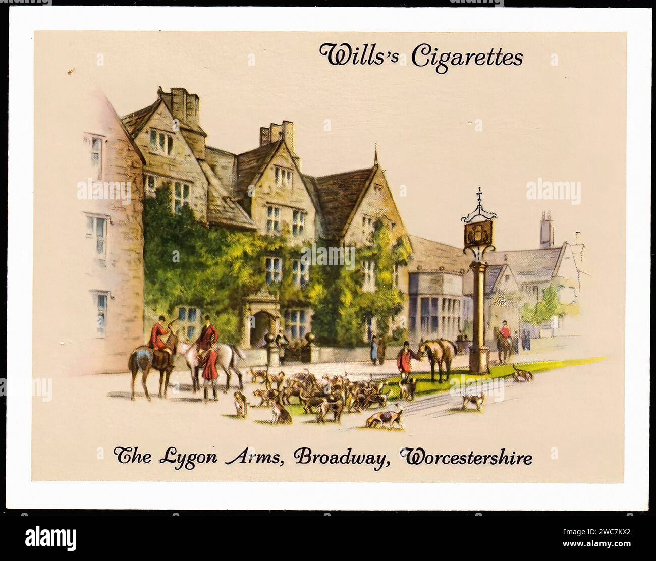Lygon Arms, Broadway 001 - Vintage Cigarette Card Illustration Stock Photo