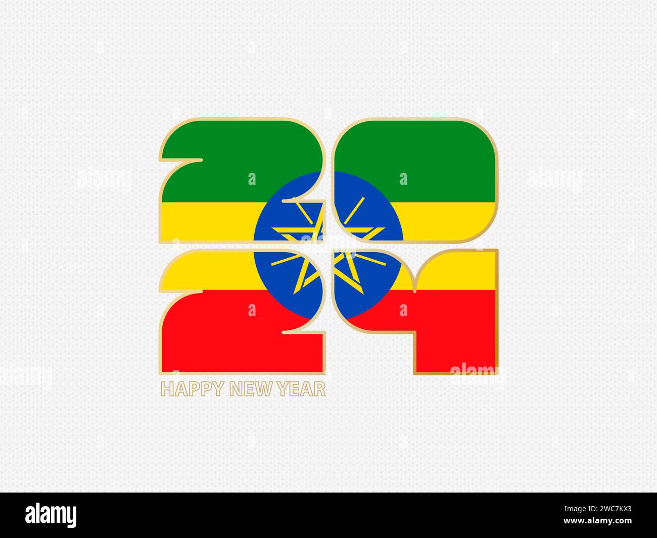 Abstract numbers 2024 with flag of Ethiopia. Vector illustration Stock