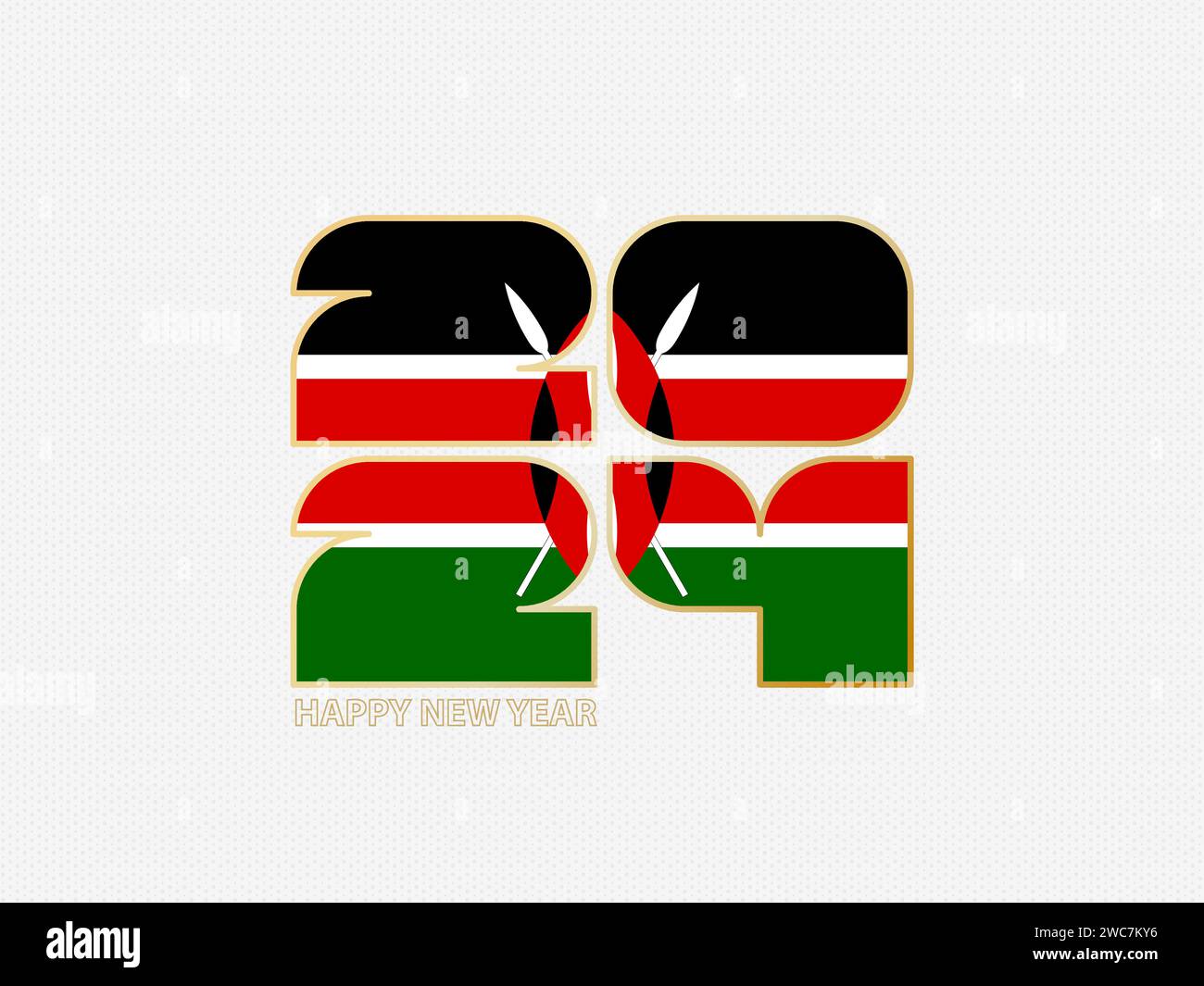 Abstract numbers 2024 with flag of Kenya. Vector illustration. Stock Vector