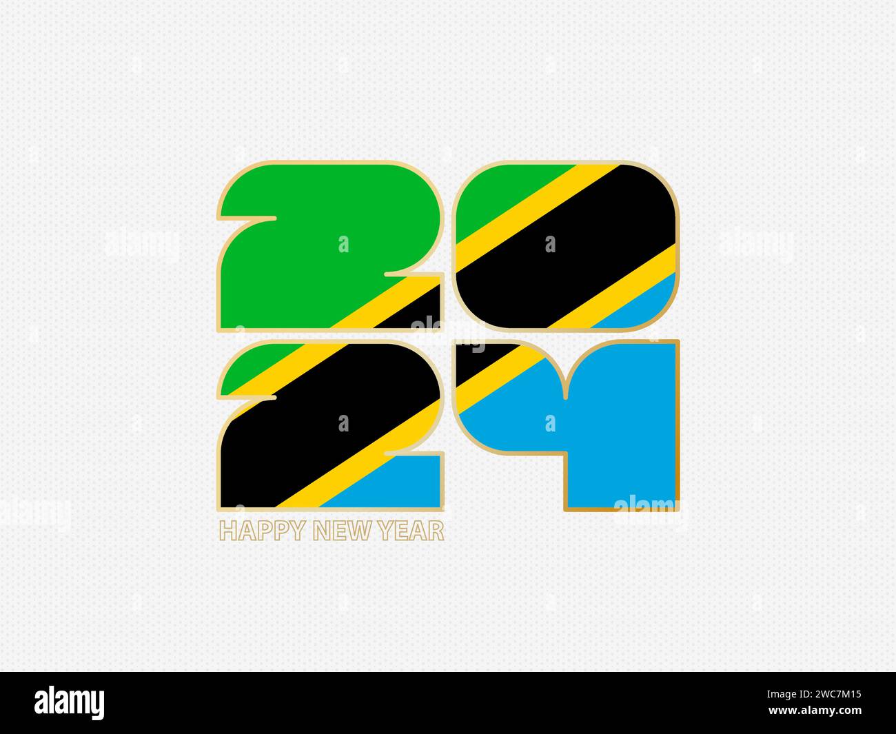 Abstract numbers 2024 with flag of Tanzania. Vector illustration. Stock Vector
