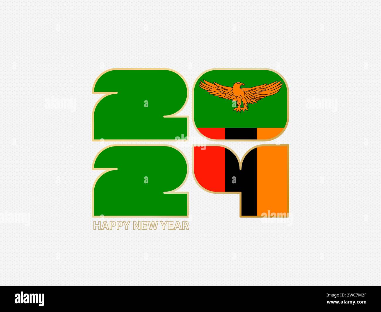Abstract numbers 2024 with flag of Zambia. Vector illustration Stock