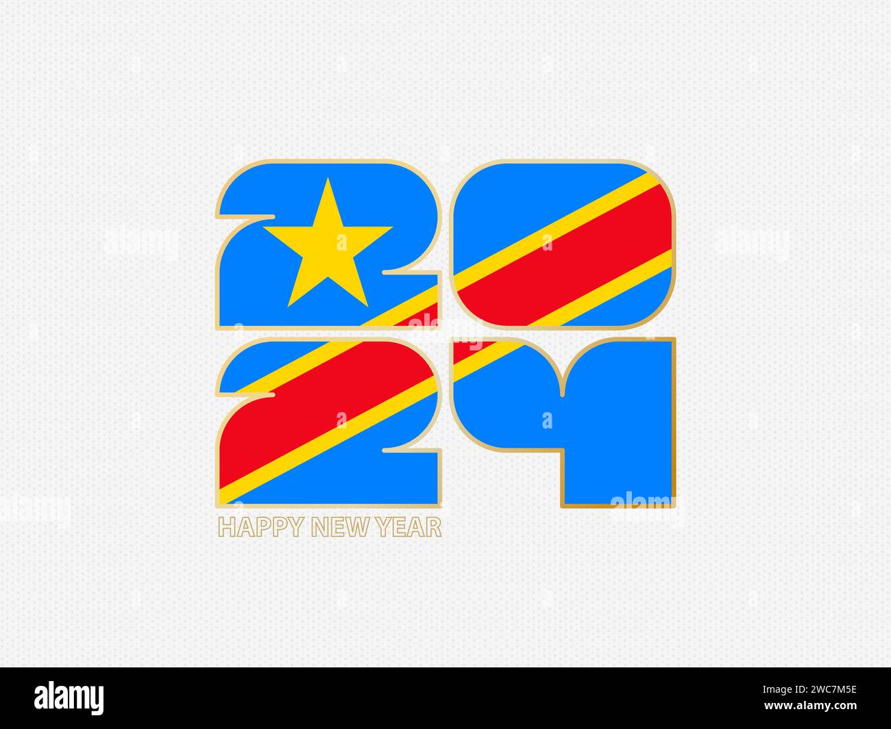 Abstract numbers 2024 with flag of DR Congo. Vector illustration Stock