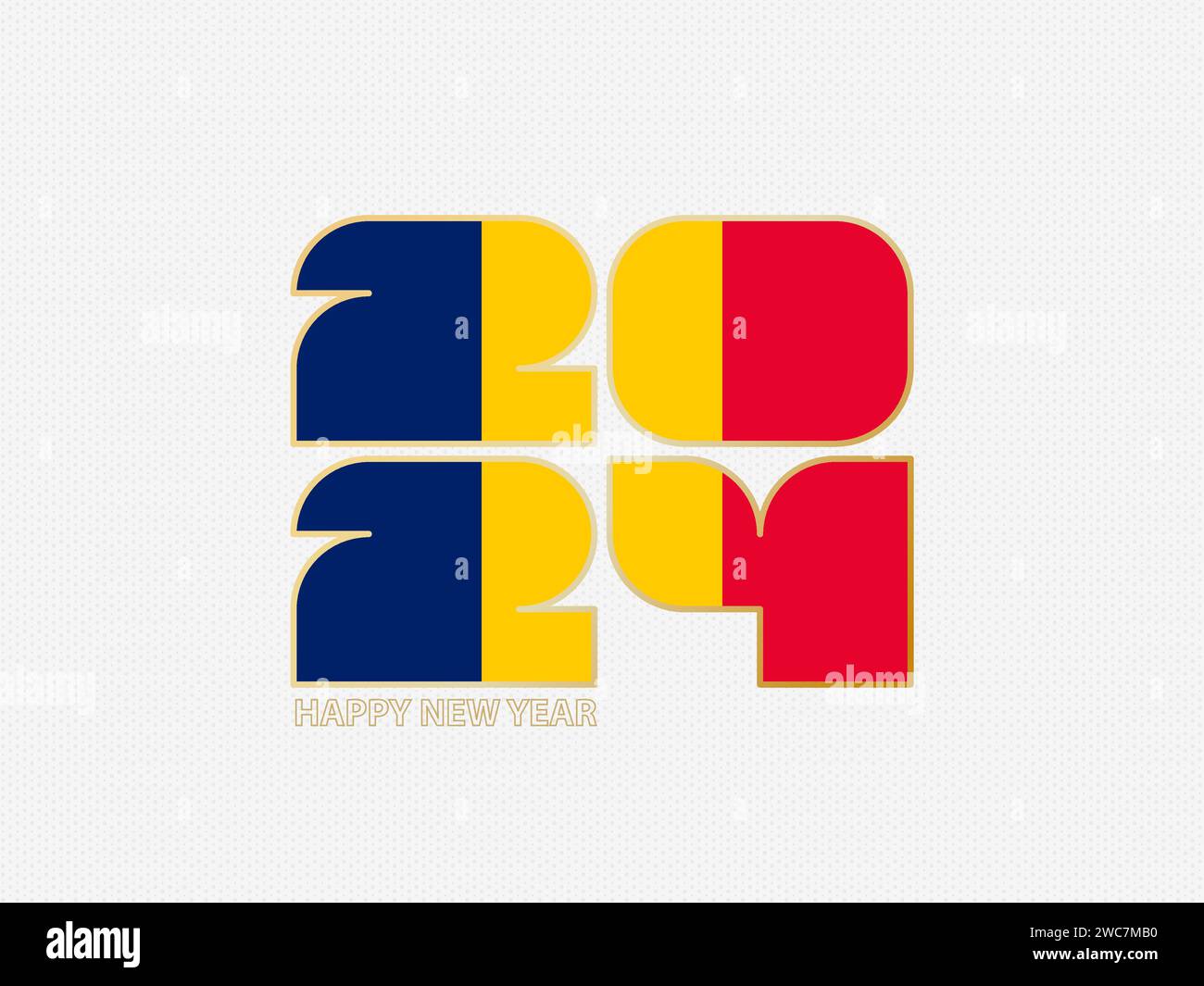 Abstract numbers 2024 with flag of Chad. Vector illustration Stock