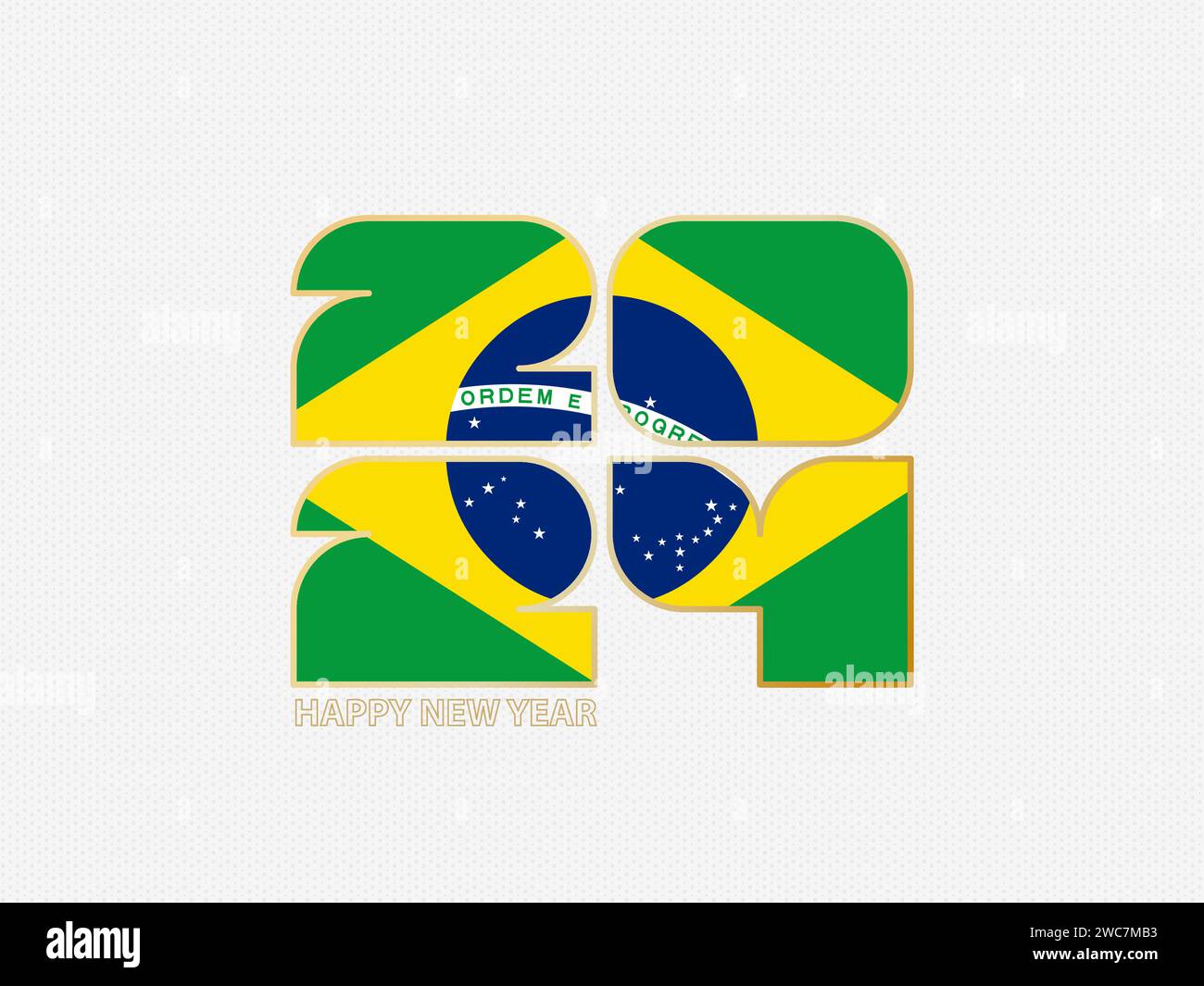 Abstract numbers 2024 with flag of Brazil. Vector illustration Stock