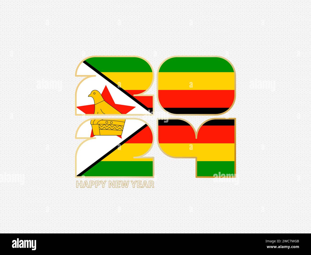 Abstract numbers 2024 with flag of Zimbabwe. Vector illustration Stock