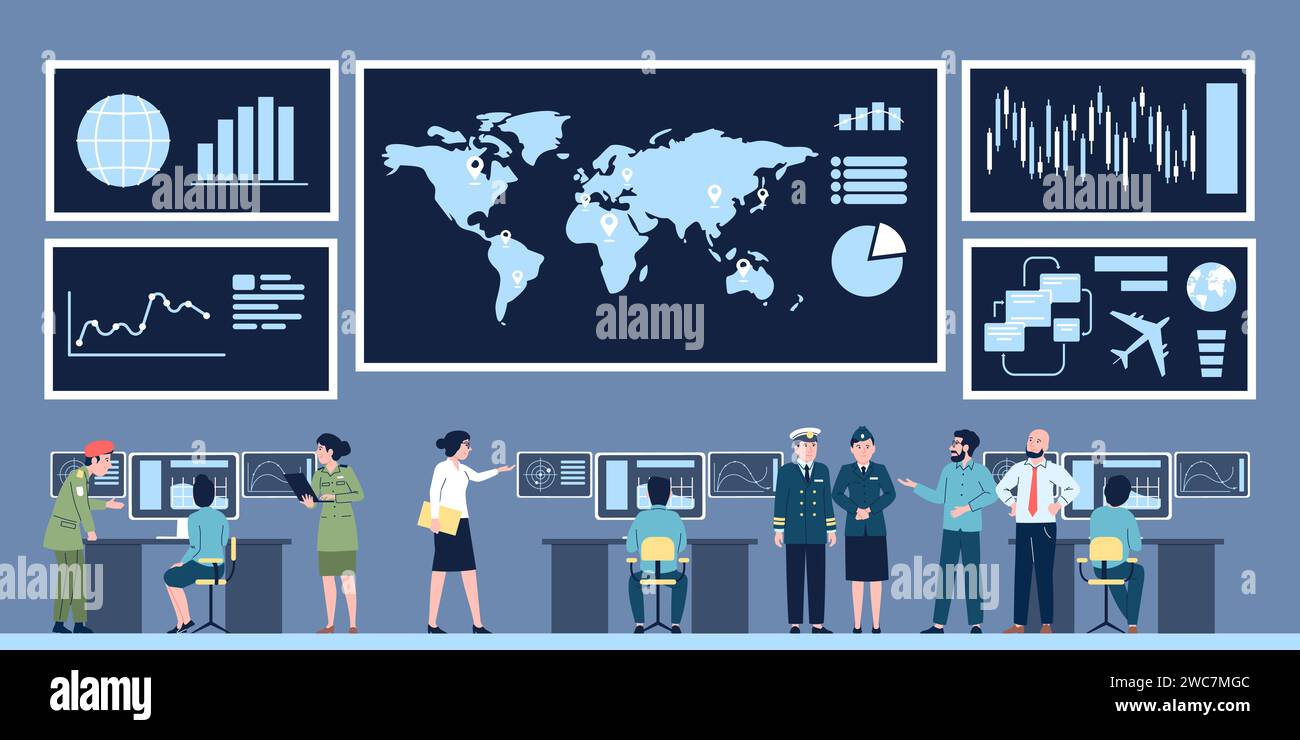 Command control center. Government digital service, military agency ...