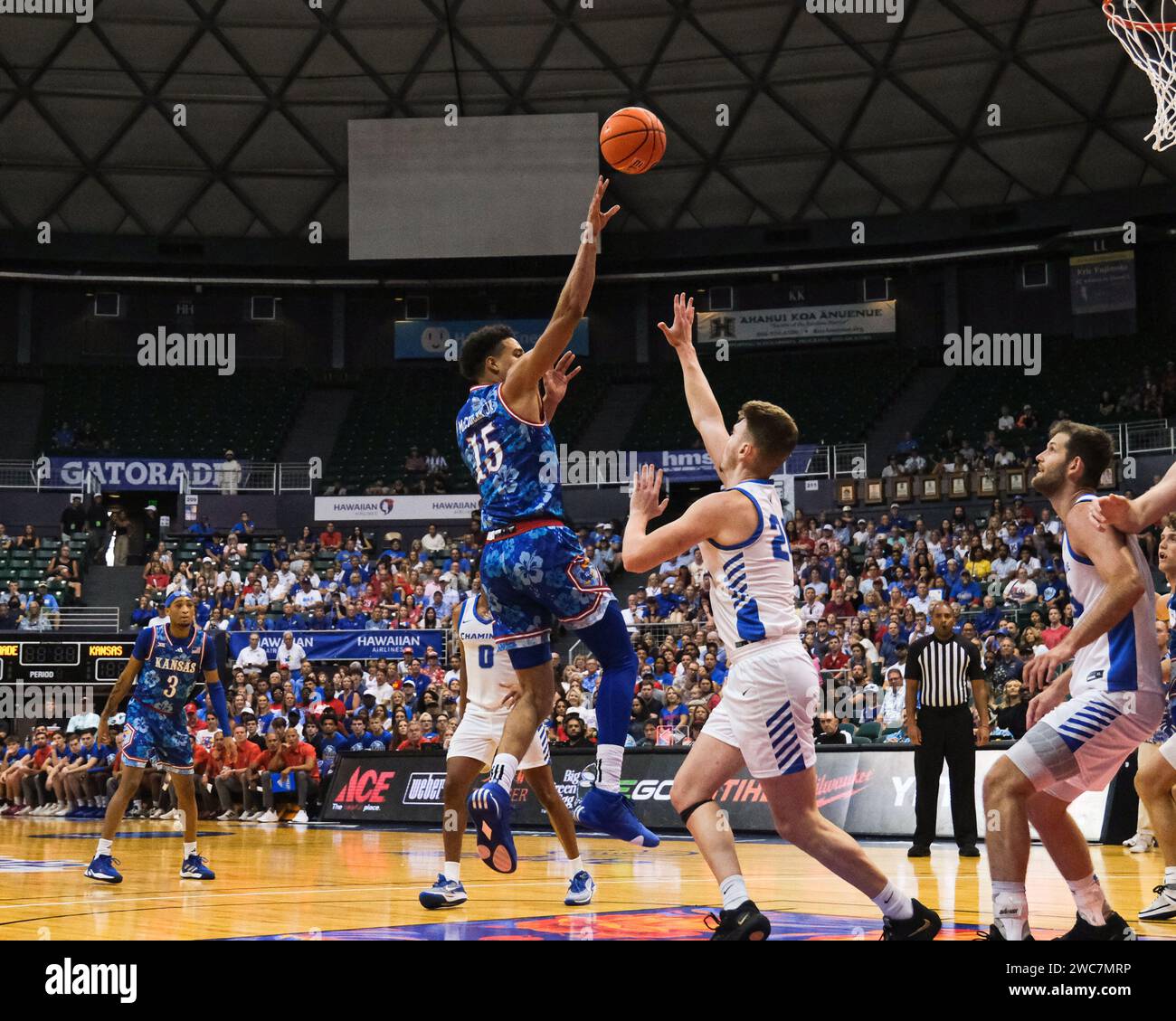 November 20, 2023 Kansas guard Kevin McCullar Jr. (15) shoots the ball