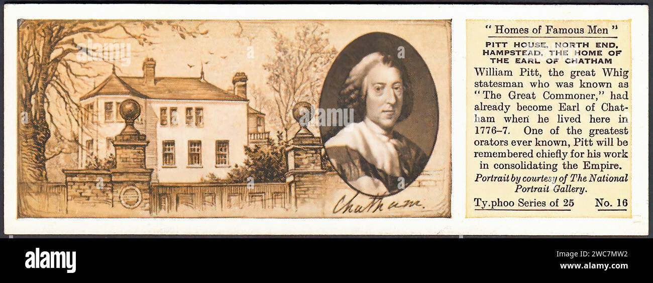 Home of William Pitt - Vintage Typhoo Tea Card Illustration Stock Photo