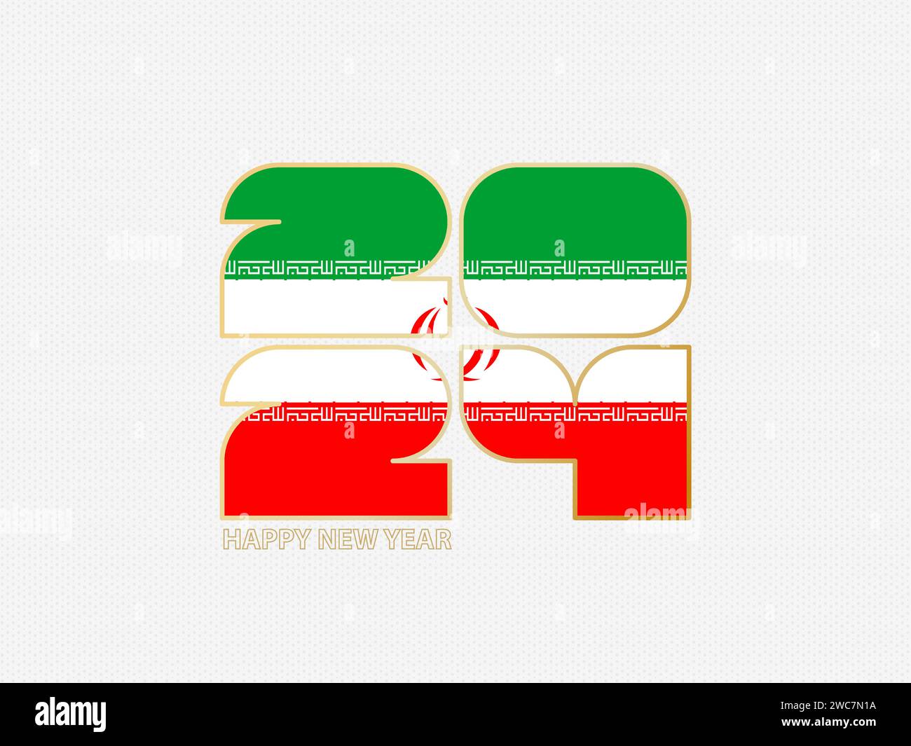 Abstract numbers 2024 with flag of Iran. Vector illustration Stock