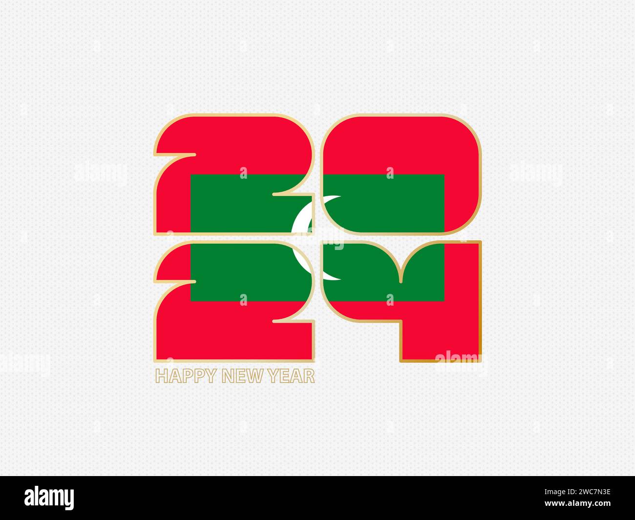 Abstract numbers 2024 with flag of Maldives. Vector illustration Stock