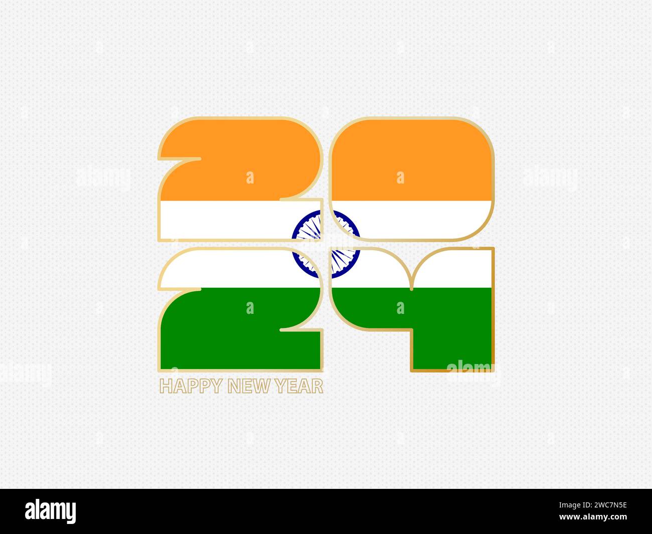 Abstract numbers 2024 with flag of India. Vector illustration Stock