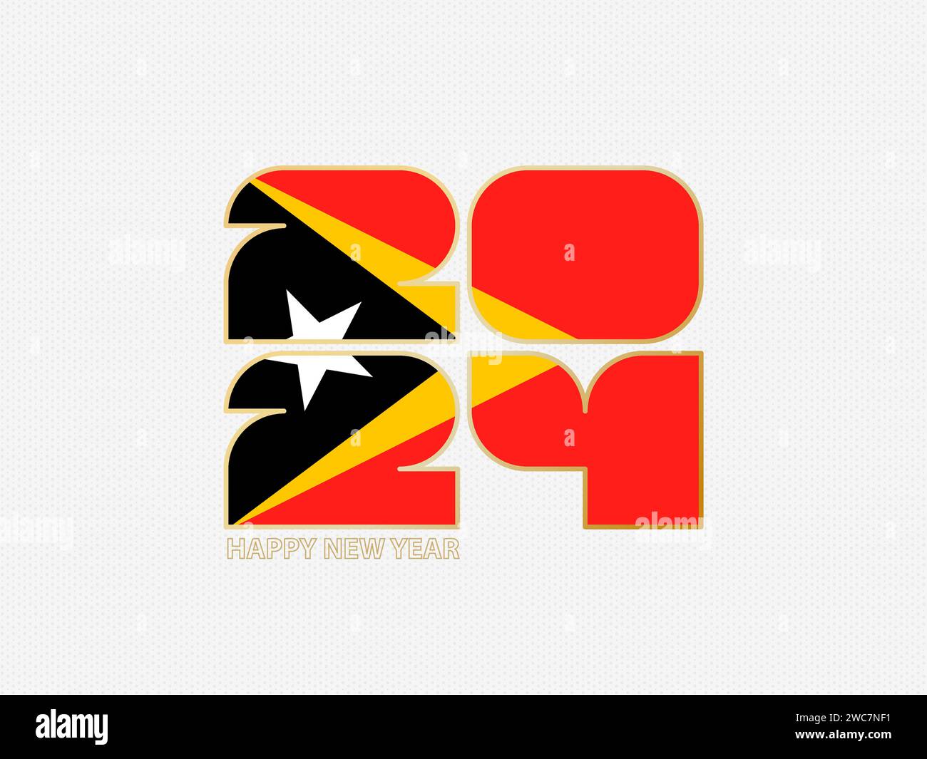 Abstract numbers 2024 with flag of East Timor. Vector illustration