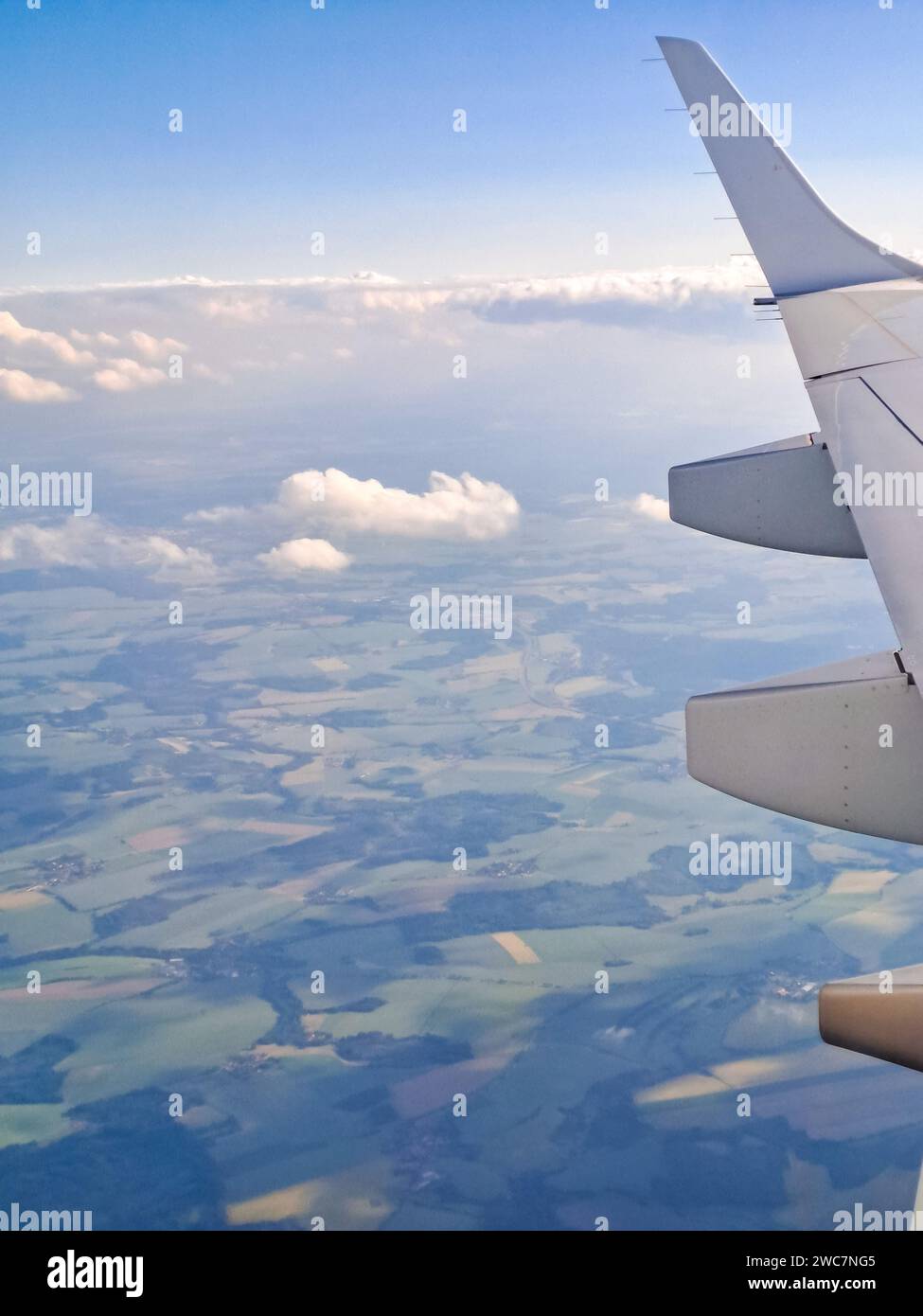 Plane wing fly window sunset hi-res stock photography and images - Alamy