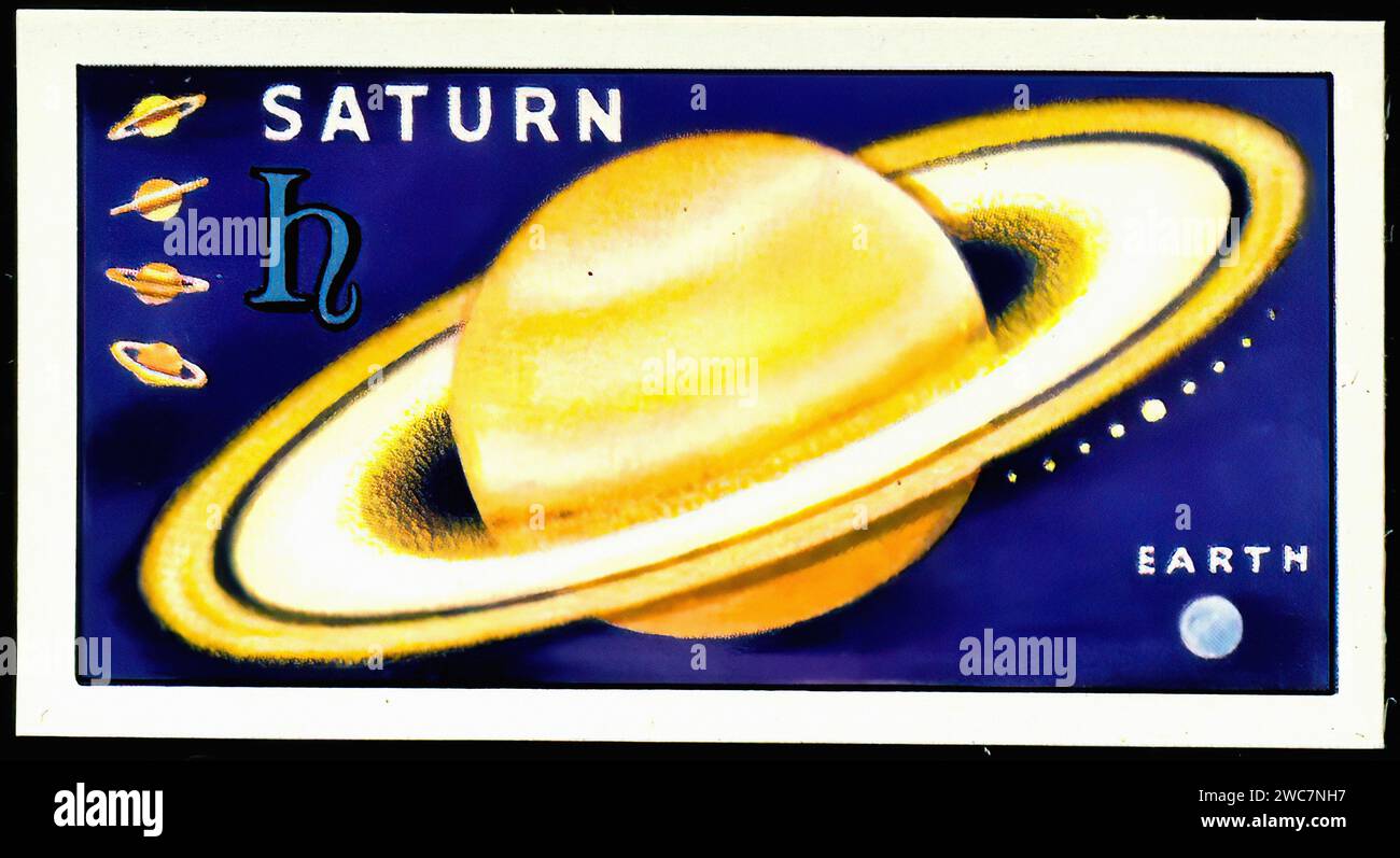 Saturn - Vintage Tea Card Illustration Stock Photo