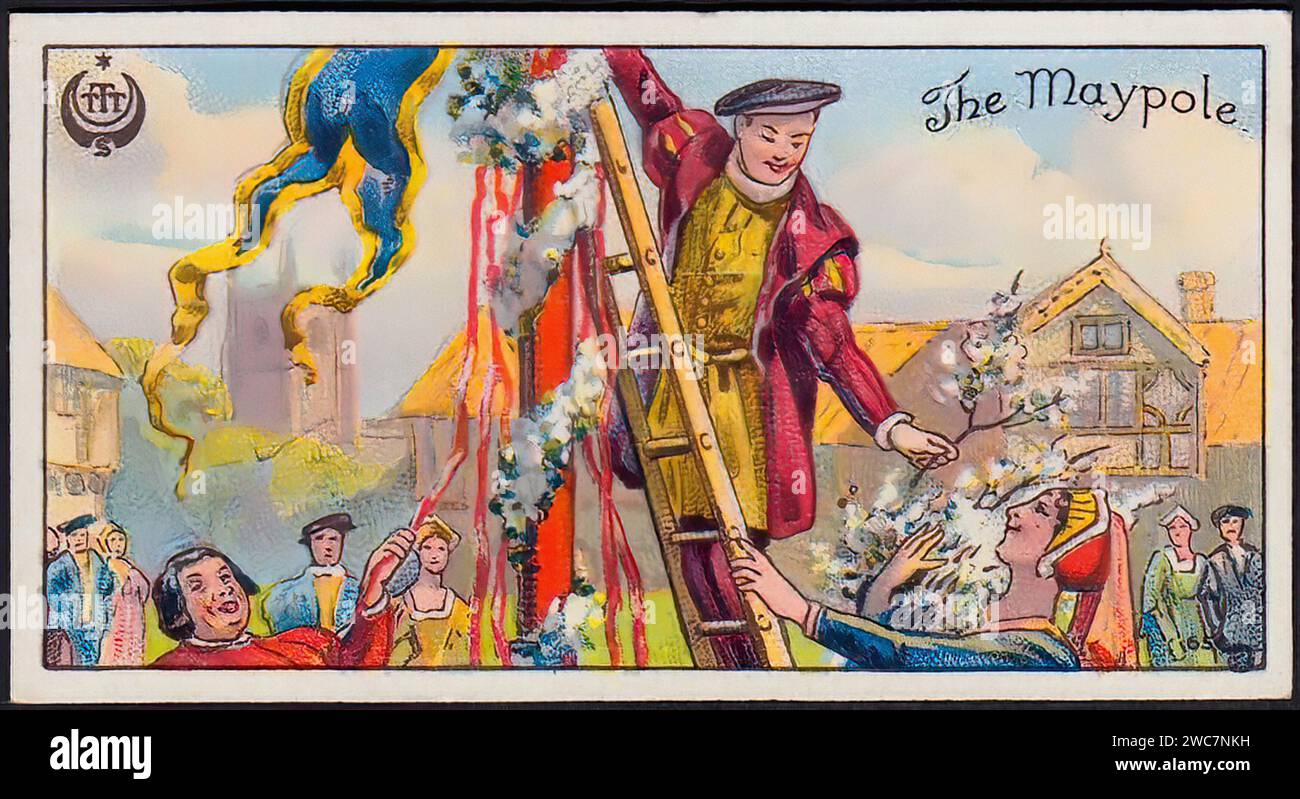 The Maypole - Vintage English Tradecard Illustration Stock Photo