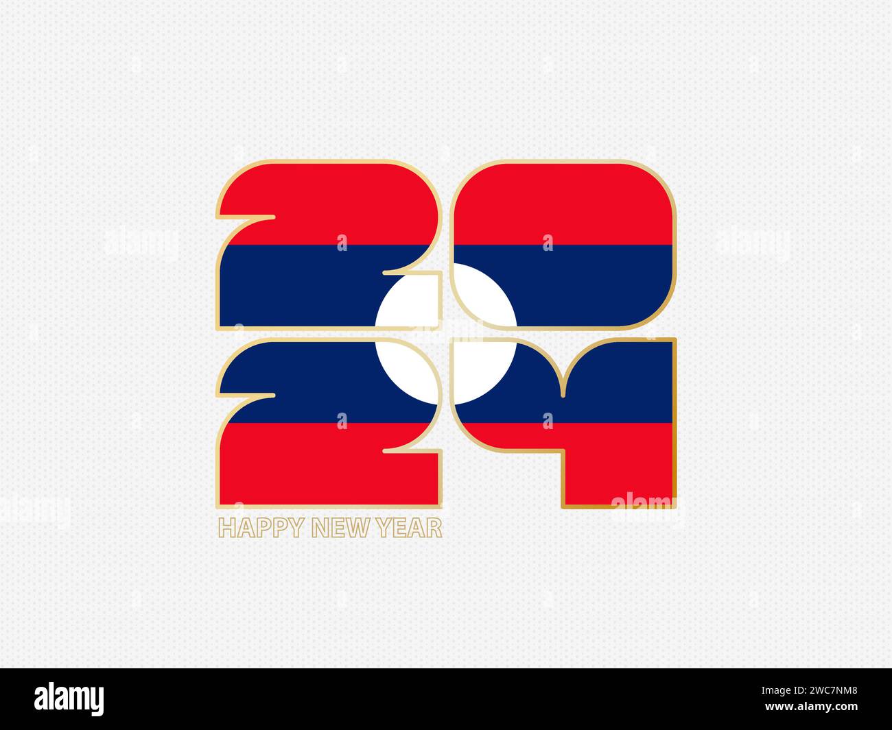 Abstract numbers 2024 with flag of Laos. Vector illustration Stock