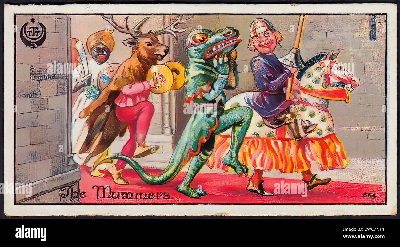 The Mummers - Vintage English Tradecard Illustration Stock Photo