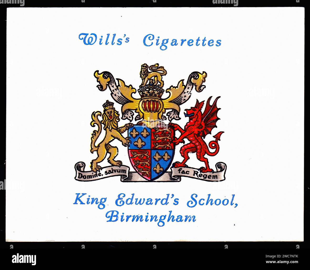 Arms of King Edward's School - Vintage Cigarette Card Illustration Stock Photo