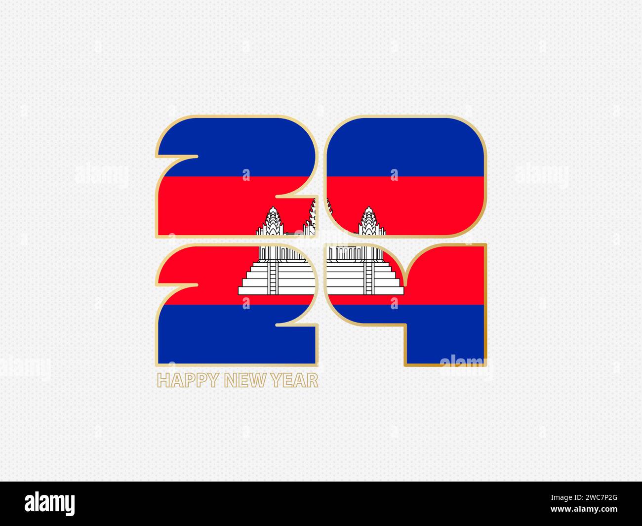 Abstract numbers 2024 with flag of Cambodia. Vector illustration. Stock Vector