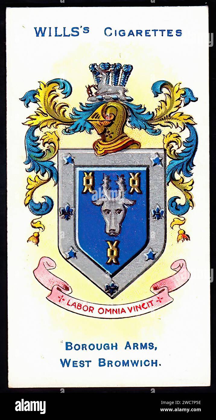 Arms of West Bromwich - Vintage Cigarette Card Illustration Stock Photo ...
