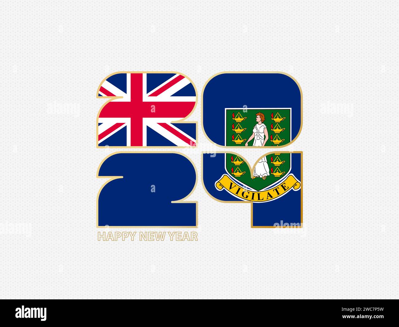 Abstract numbers 2024 with flag of British Virgin Islands. Vector