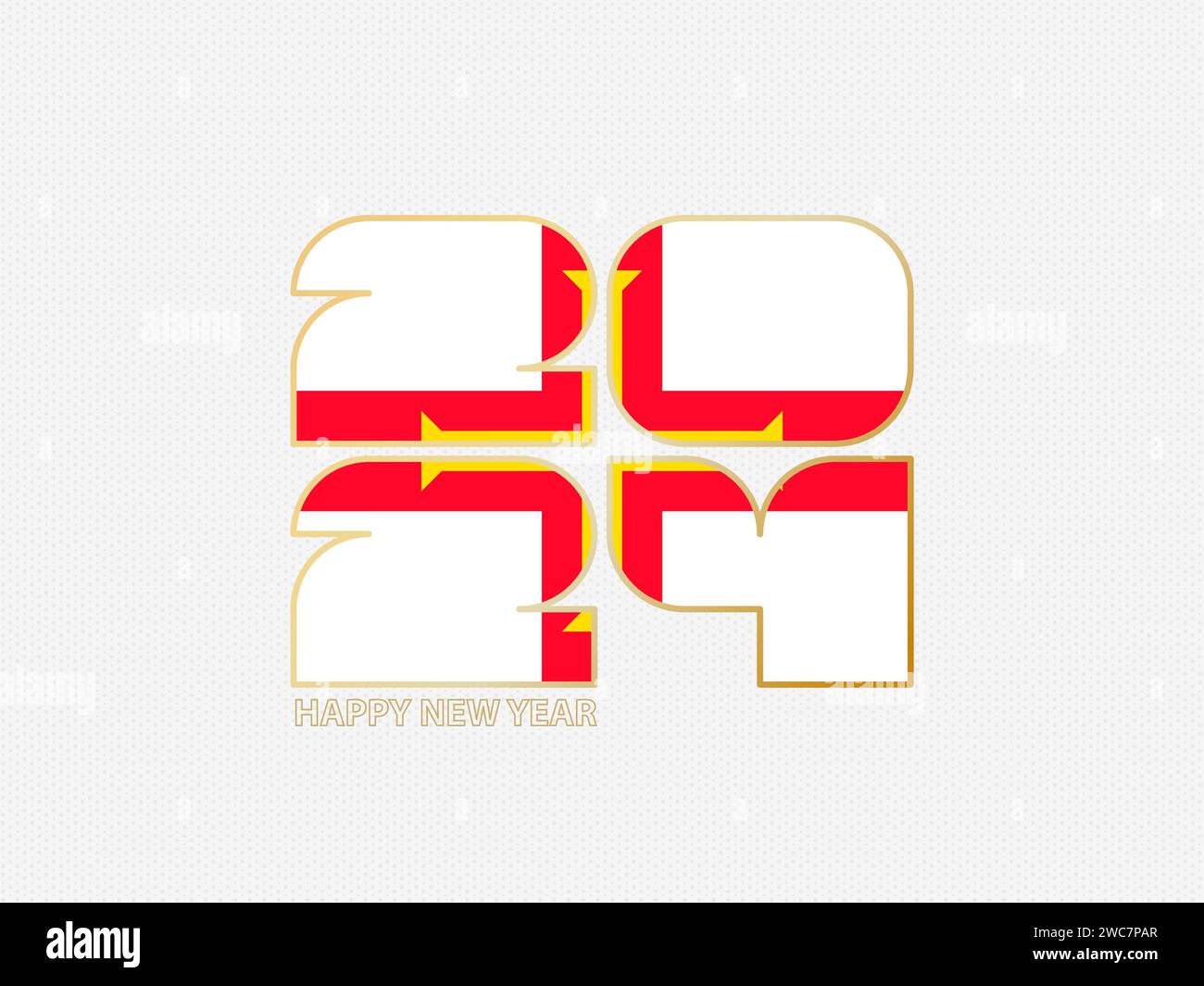 Abstract numbers 2024 with flag of Guernsey. Vector illustration Stock