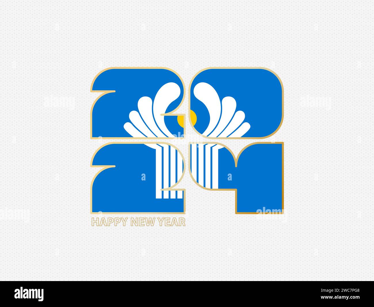Abstract numbers 2024 with flag of CIS. Vector illustration Stock