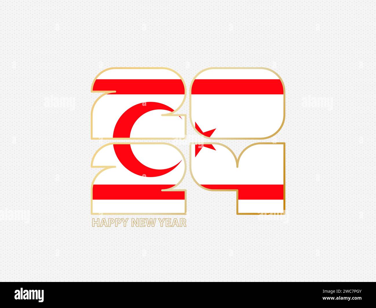 Abstract numbers 2024 with flag of Northern Cyprus. Vector illustration