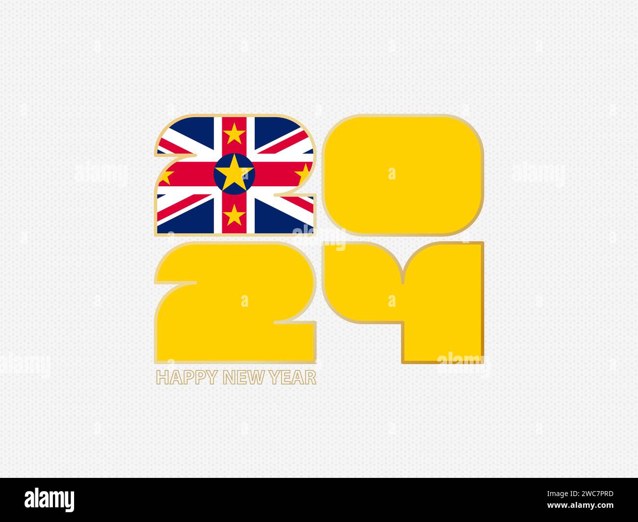 Abstract numbers 2024 with flag of Niue. Vector illustration Stock