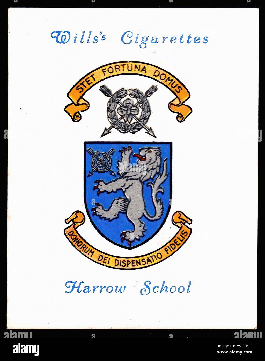 Arms of Harrow School - Vintage Cigarette Card Illustration Stock Photo ...