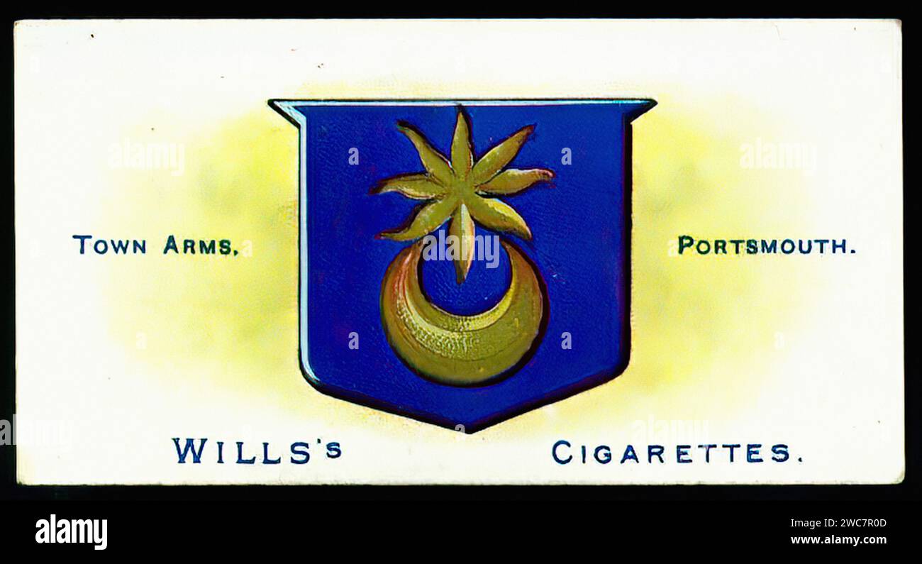 Arms of Portsmouth - Vintage Cigarette Card Illustration Stock Photo ...