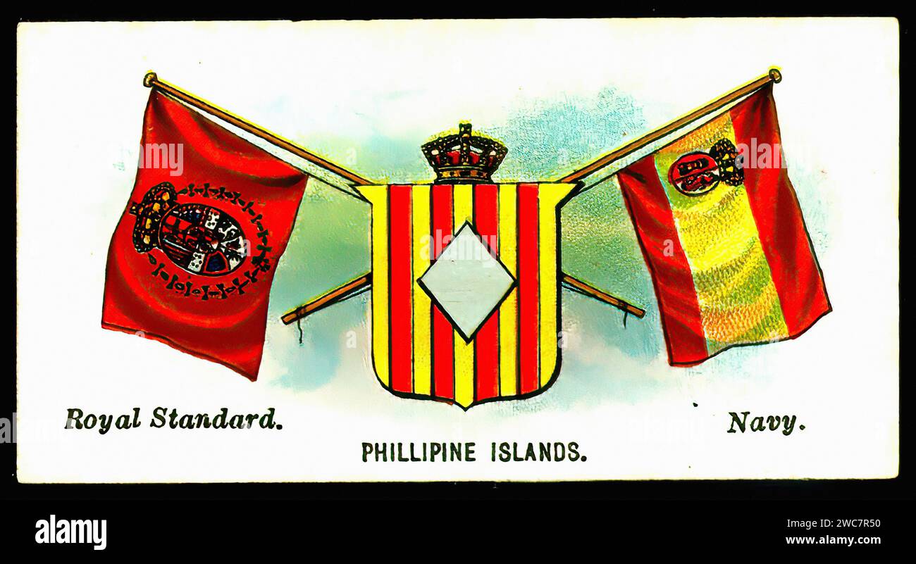 Flags of the Phillipine Islands - Vintage Cigarette Card Illustration Stock Photo