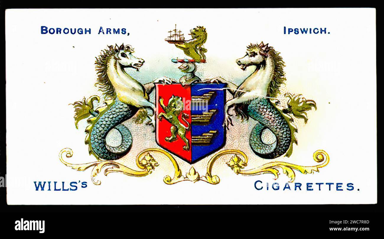 Arms of Ipswich - Vintage Cigarette Card Illustration Stock Photo