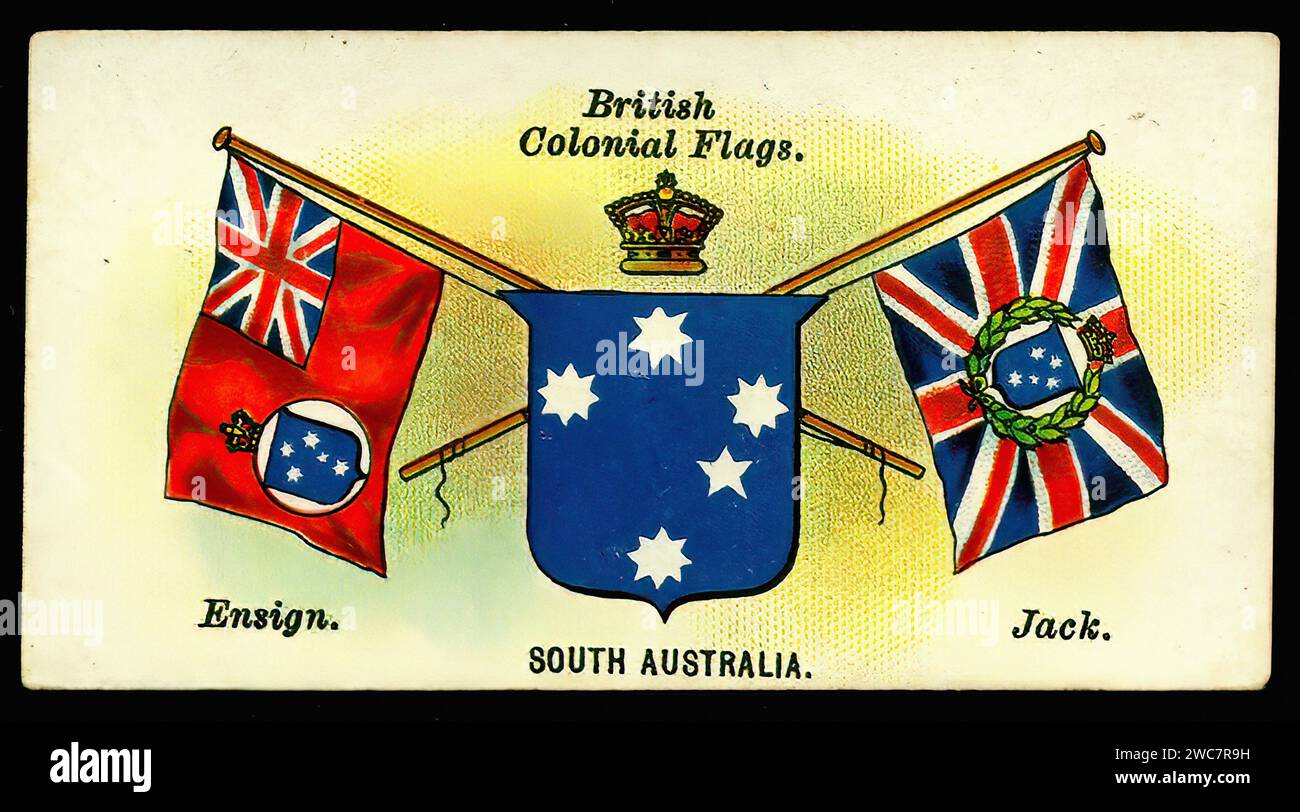 Flags of South Australia - Vintage Cigarette Card Illustration Stock Photo