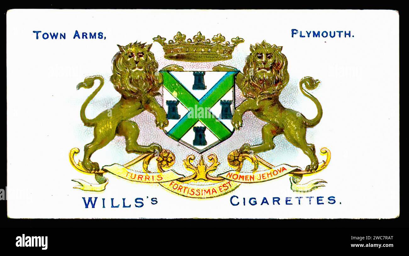 Arms of Plymouth - Vintage Cigarette Card Illustration Stock Photo