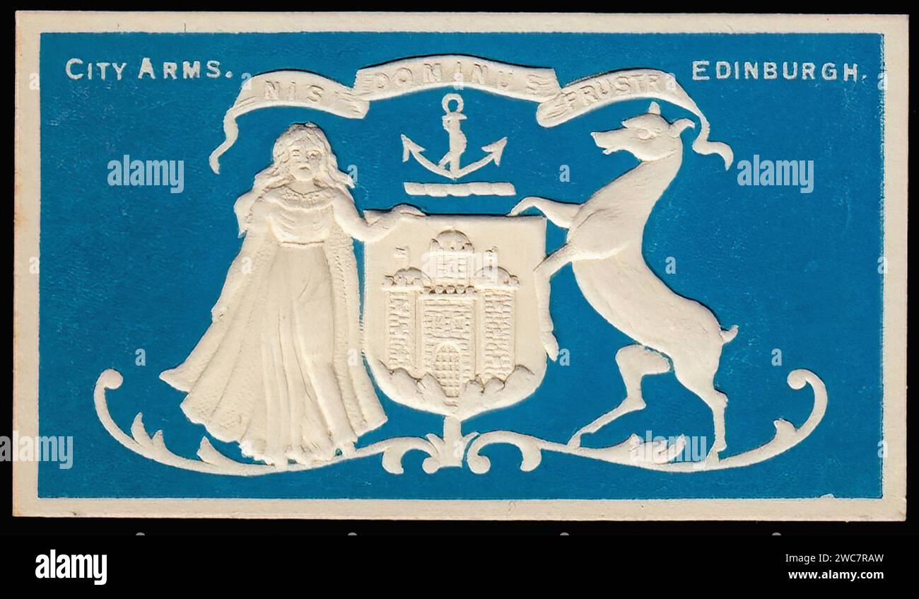 Arms of Edinburgh - Vintage Cigarette Card Illustration Stock Photo