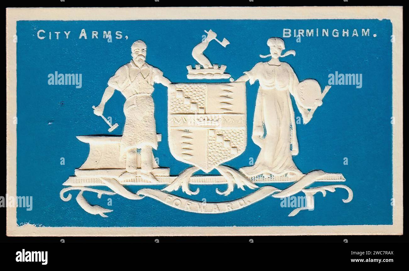 Arms of Birmingham - Vintage Cigarette Card Illustration Stock Photo