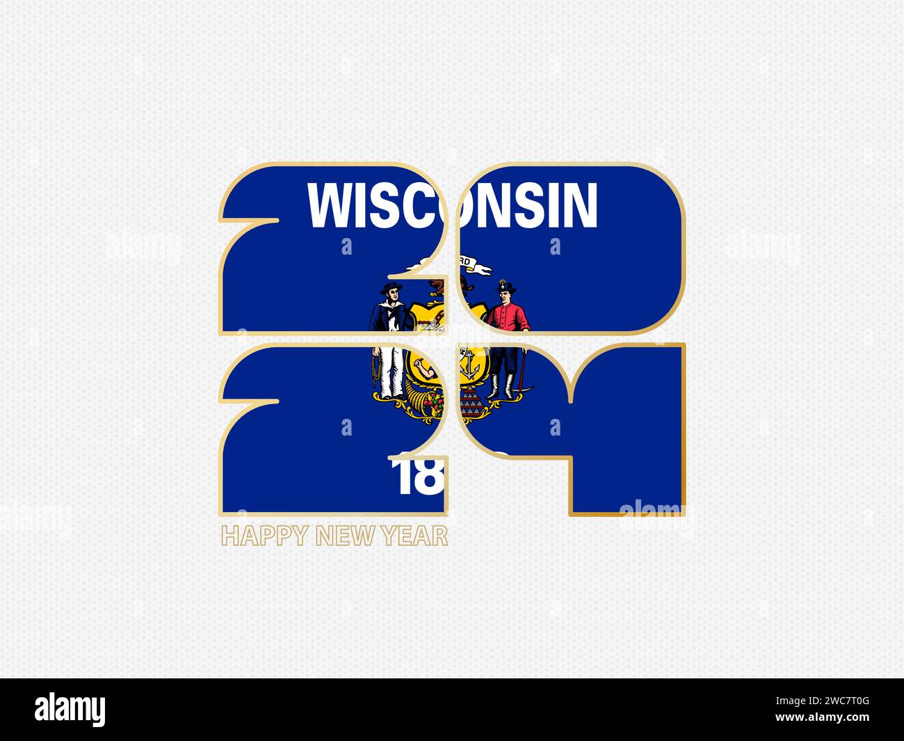 Abstract numbers 2024 with flag of Wisconsin. Vector illustration Stock