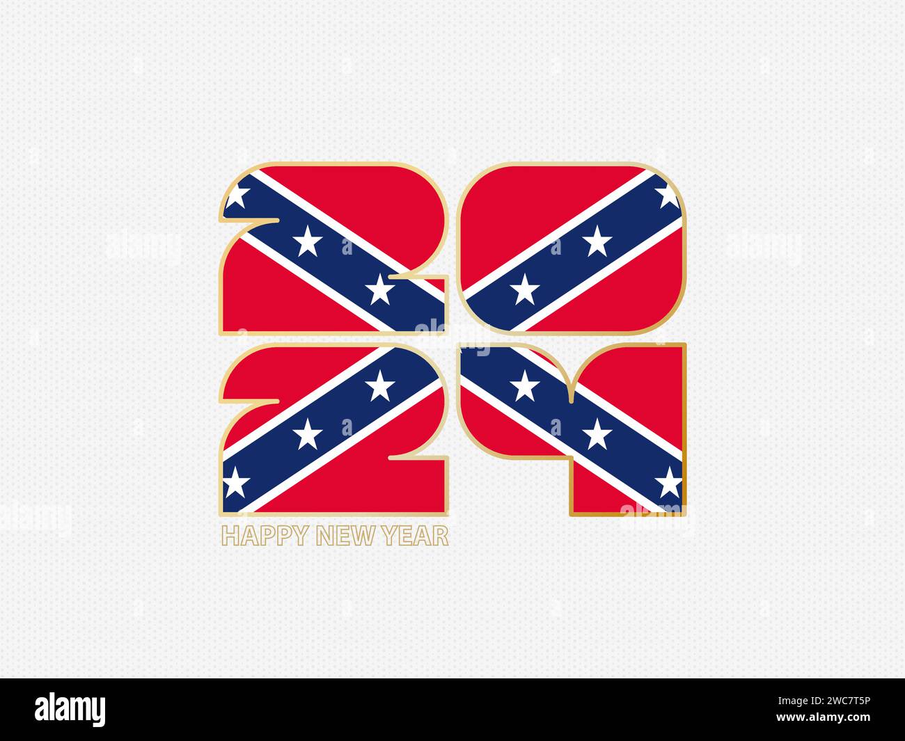 Abstract numbers 2024 with flag of Confederate. Vector illustration