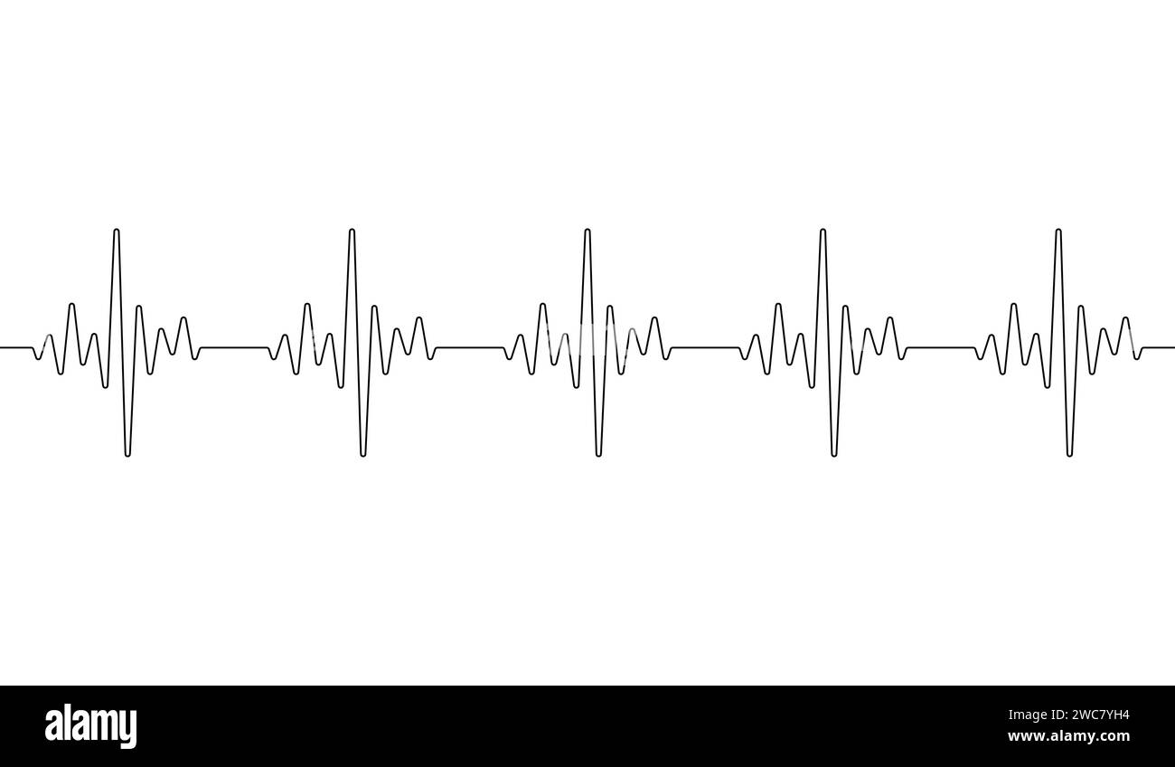 Heart beat one line. Continuous lines heart beats drawing. Wave pulse. Art heartbeat waves. Hand draw cardiogram. Outline human. Black ekg stroke Stock Vector