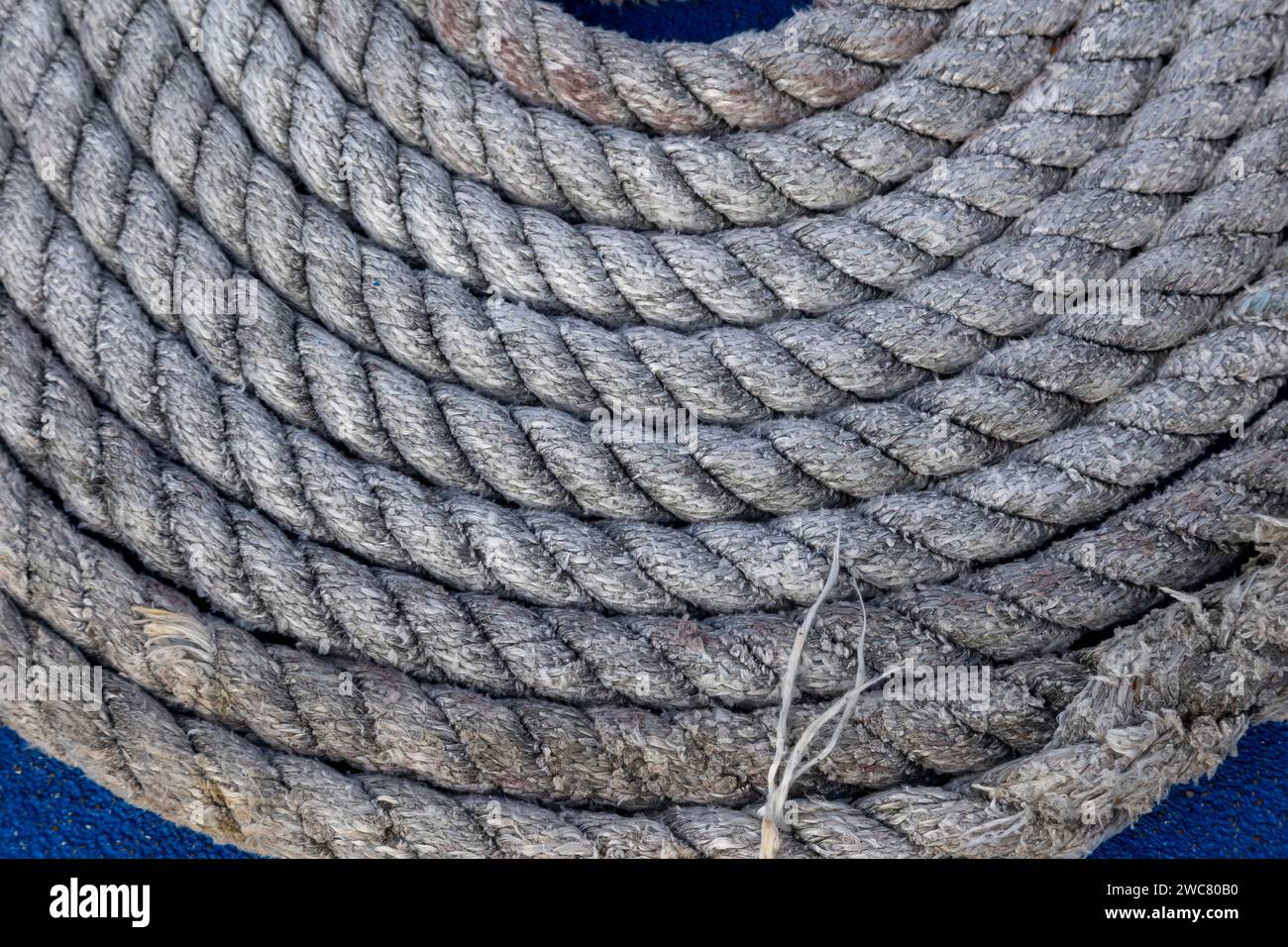 Close up of Coiled Rope on a ships Deck Stock Photo - Alamy