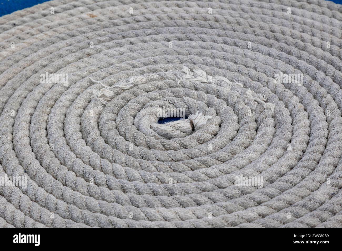 Close up of Coiled Rope on a ships Deck Stock Photo - Alamy