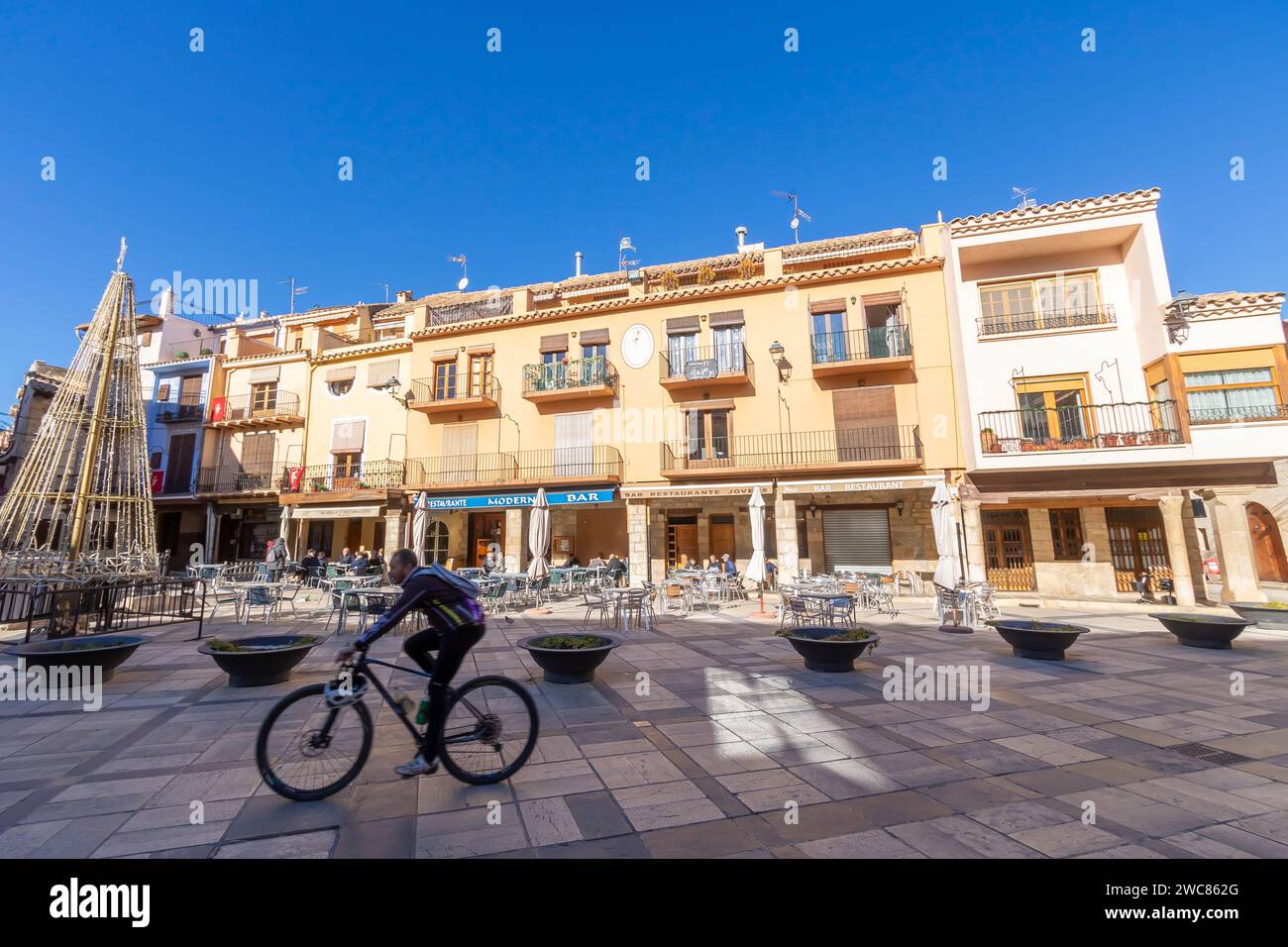 Plaza Mayor de Sant Mateu town in Castellon province, Spain. Stock Photo