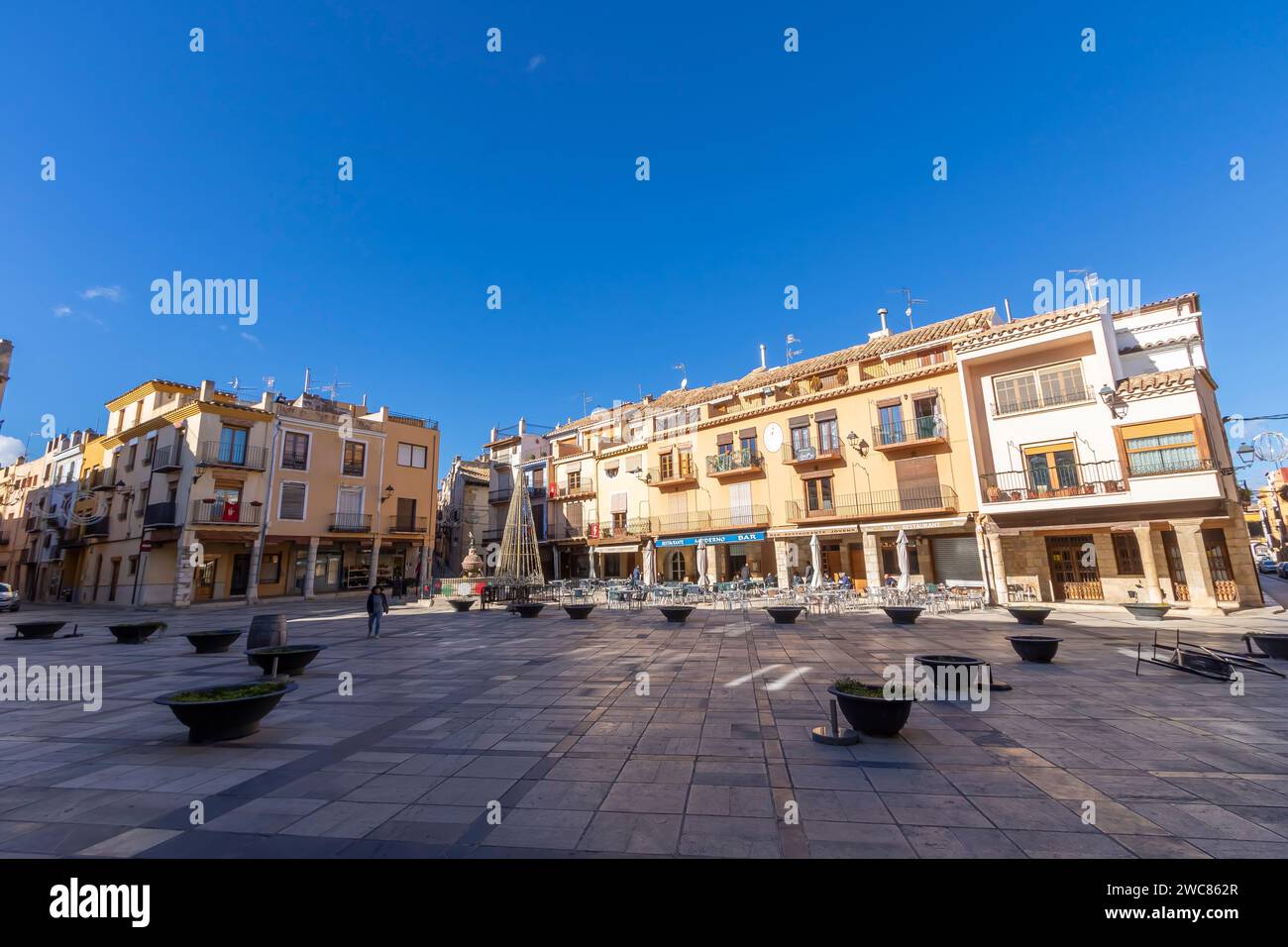Plaza Mayor de Sant Mateu town in Castellon province, Spain. Stock Photo