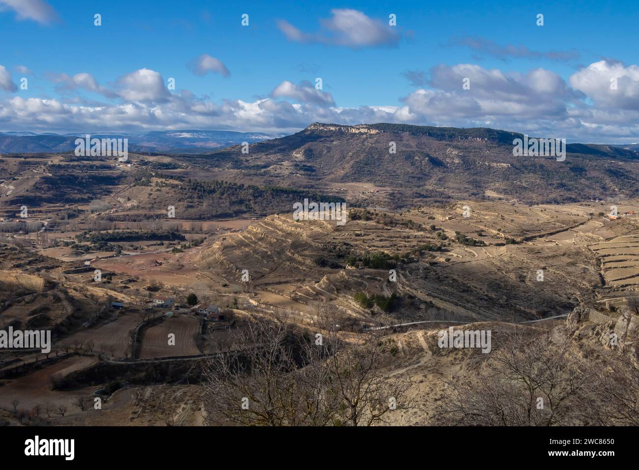 Mediterranean Landscape from Morella village in Castellon province, Spain Stock Photo