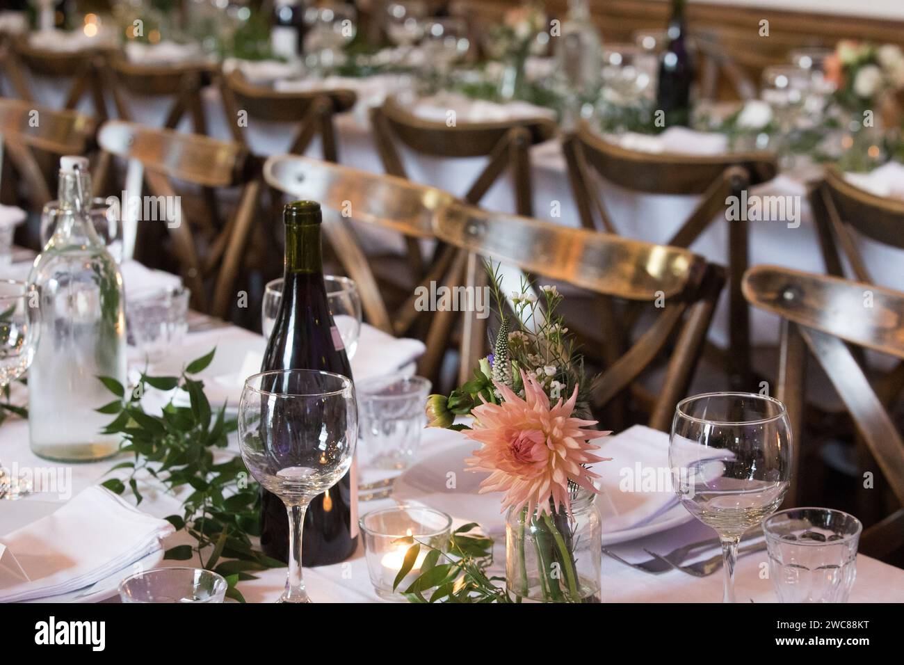 wedding banquet tables Stock Photo