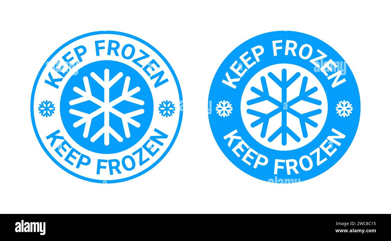 Keep frozen vector logo illustration. Frozen product label badge pictogram. Winter frozen food symbol sticker packaging. Stock Vector