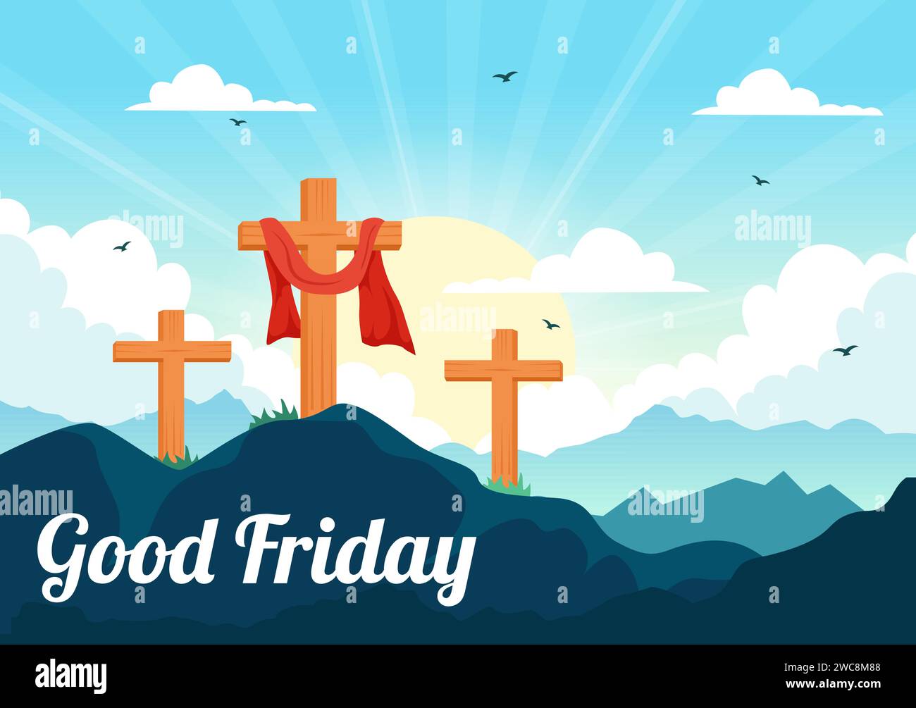 Happy Good Friday Vector Illustration with Christian Holiday of Jesus ...