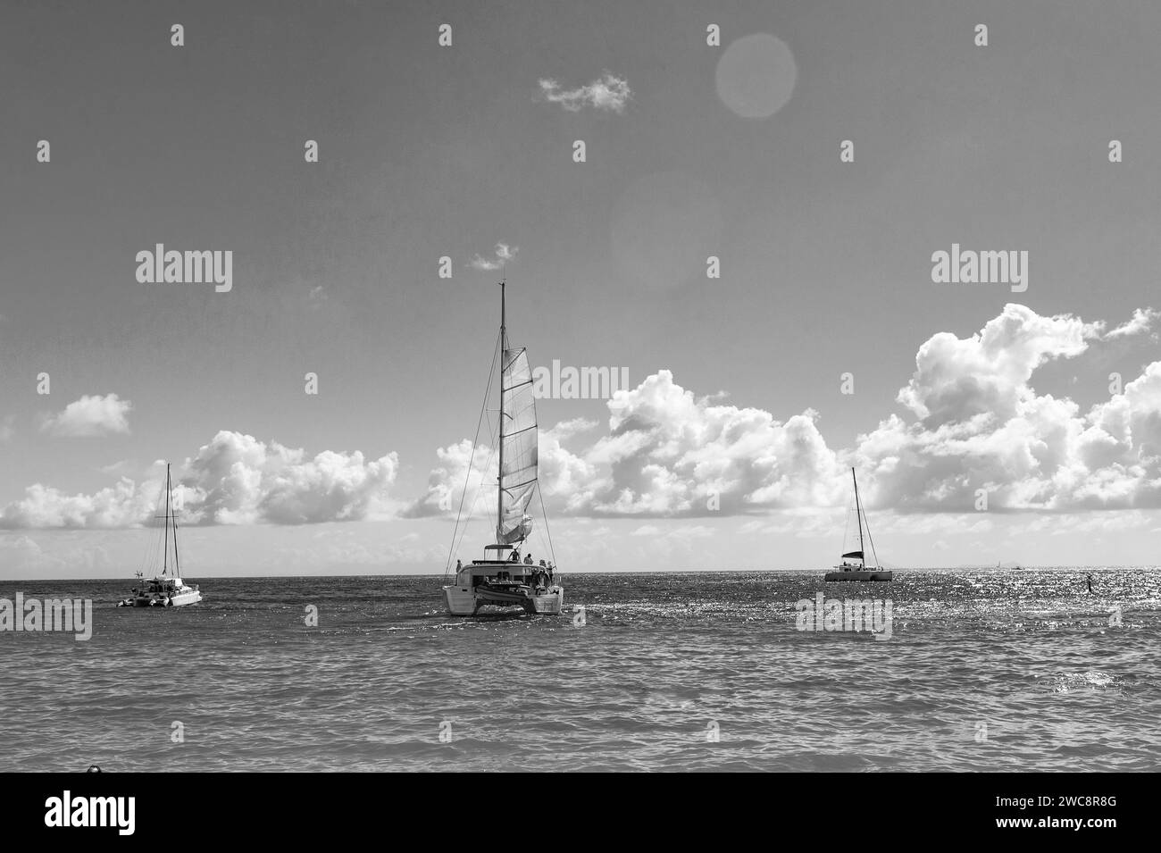 Boat sailing caribbean Black and White Stock Photos & Images - Alamy